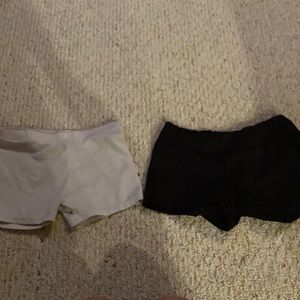 Black and white tight shorts.